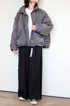 スタンドネック中綿ギャザーブルゾン グレー