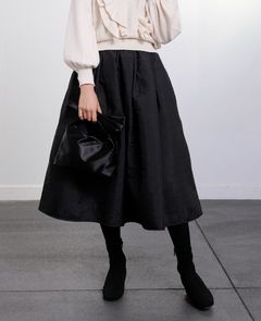 神戸・山の手スカート キルティング調スカート ブラック ミモレ