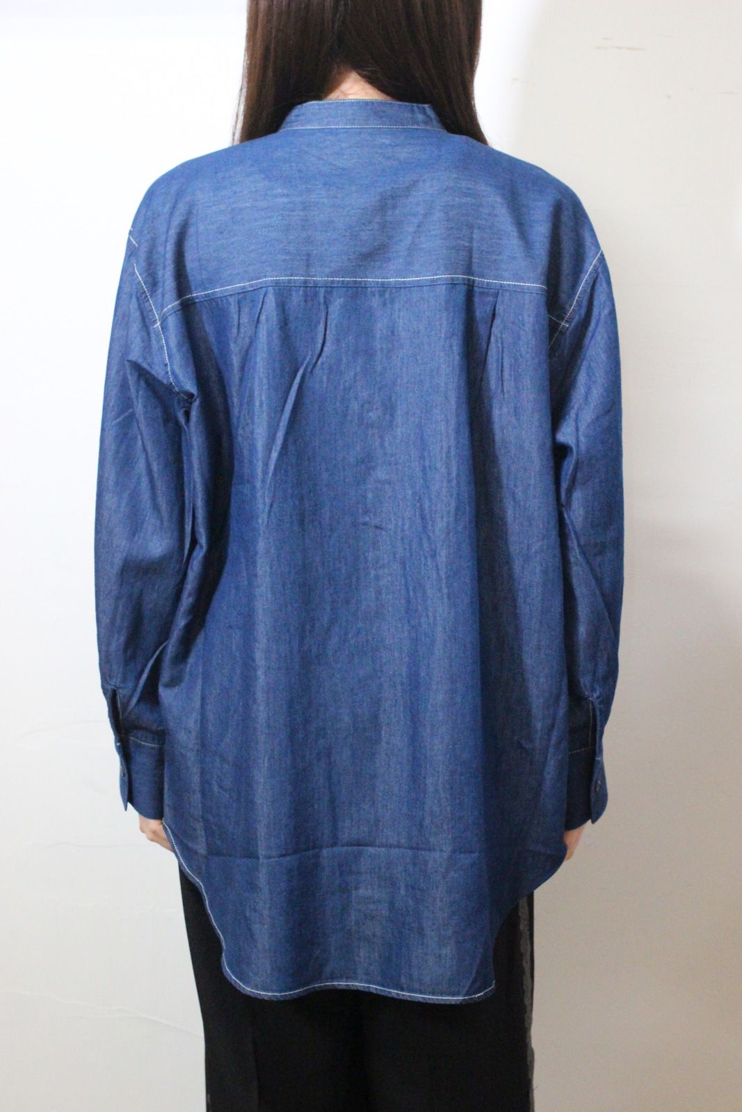 スラブ/デニム フリルシャツ インディゴ