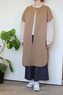 プラムダンボールロングベスト キャメル
