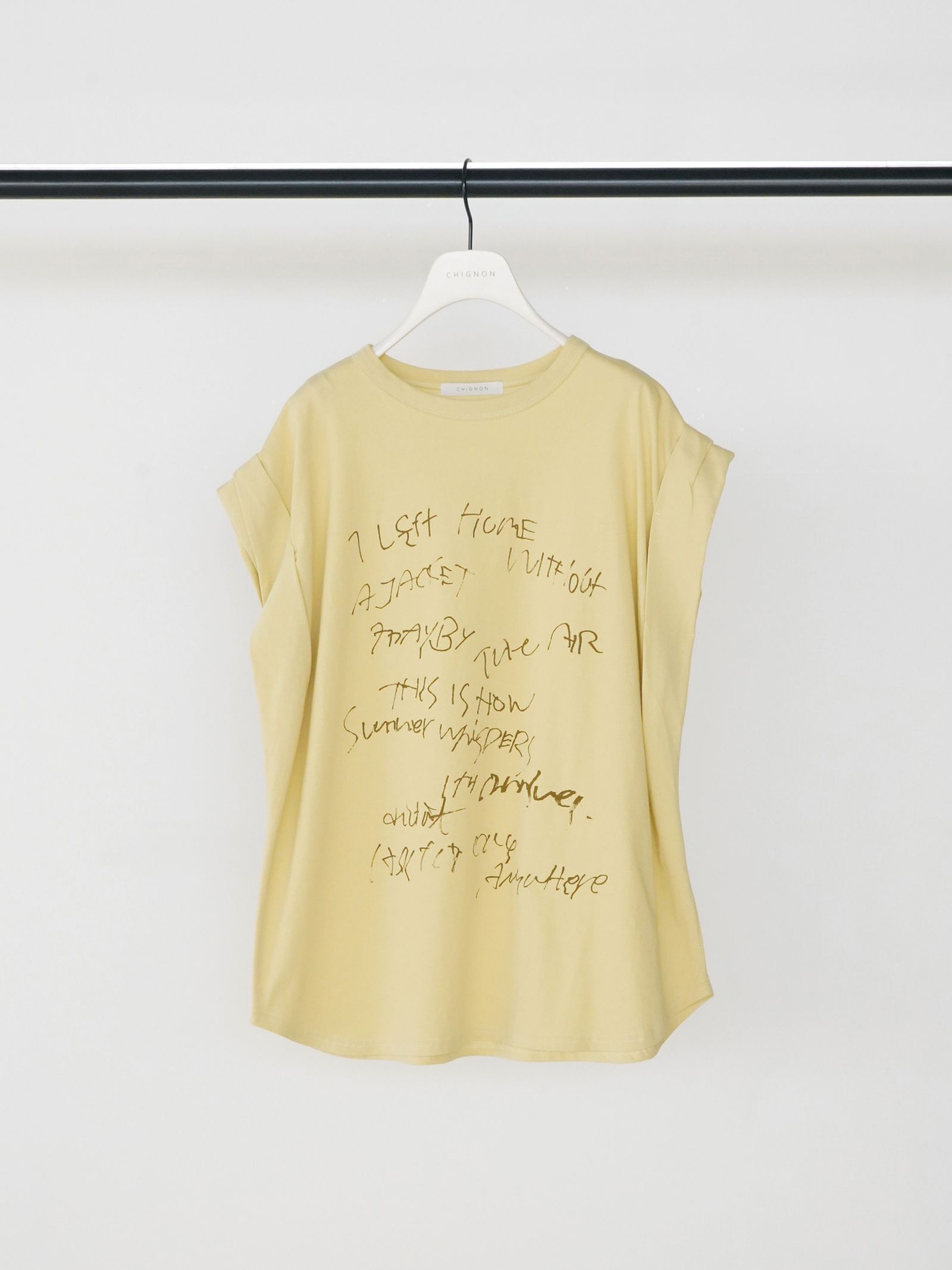 [8462-404KK] ラフスケッチプリントフレンチ イエロー