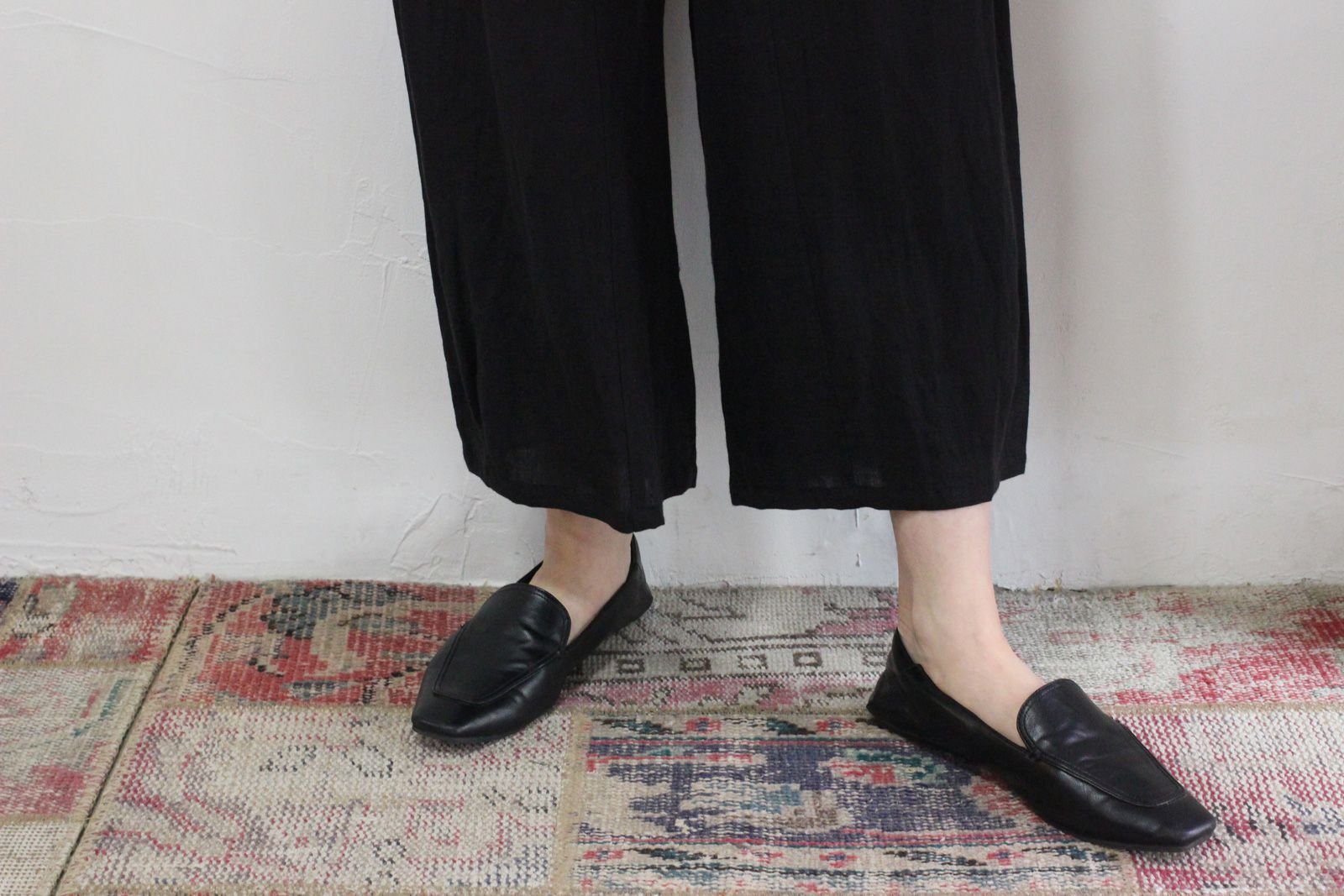 クロップドリネンパンツ ブラック