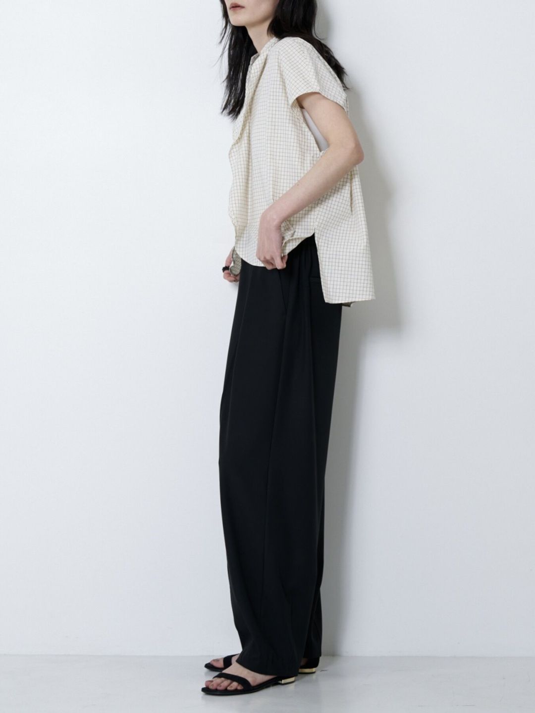 [1263-632MK] ラインフロントカーブヘムシャツPO ブラック