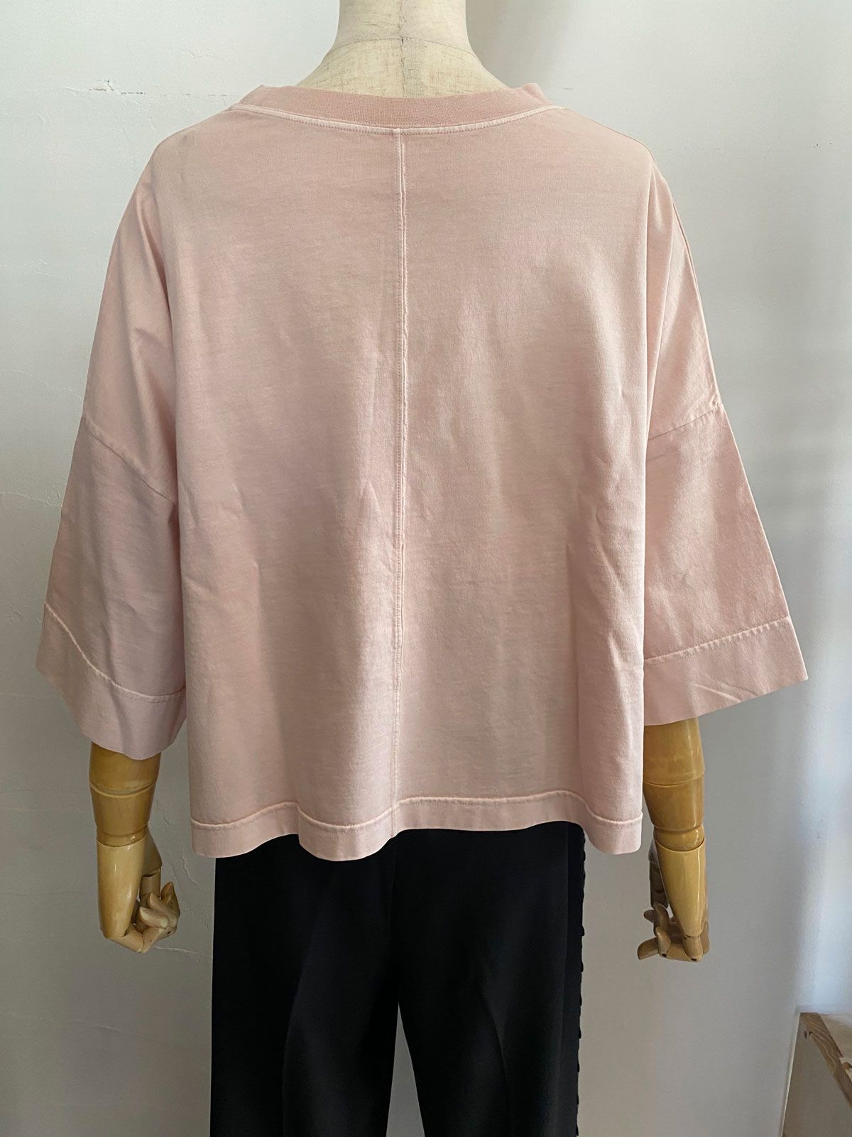 ピグメント製品染め オーバーロゴT ピンク