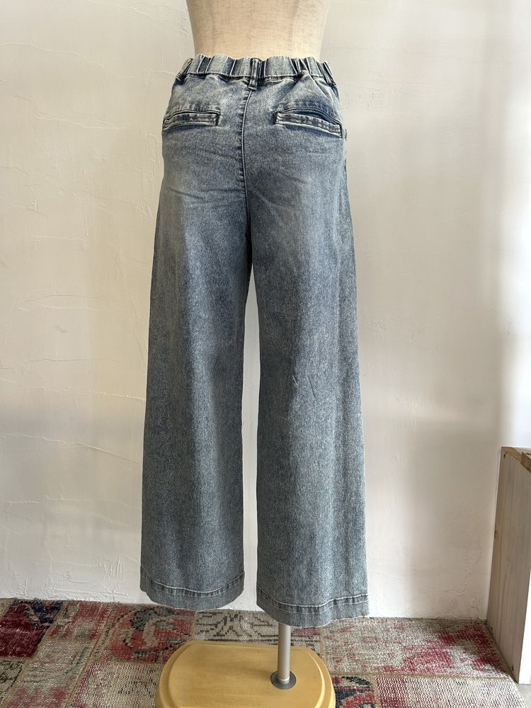 接触冷感ワイドデニムパンツ ブリーチ