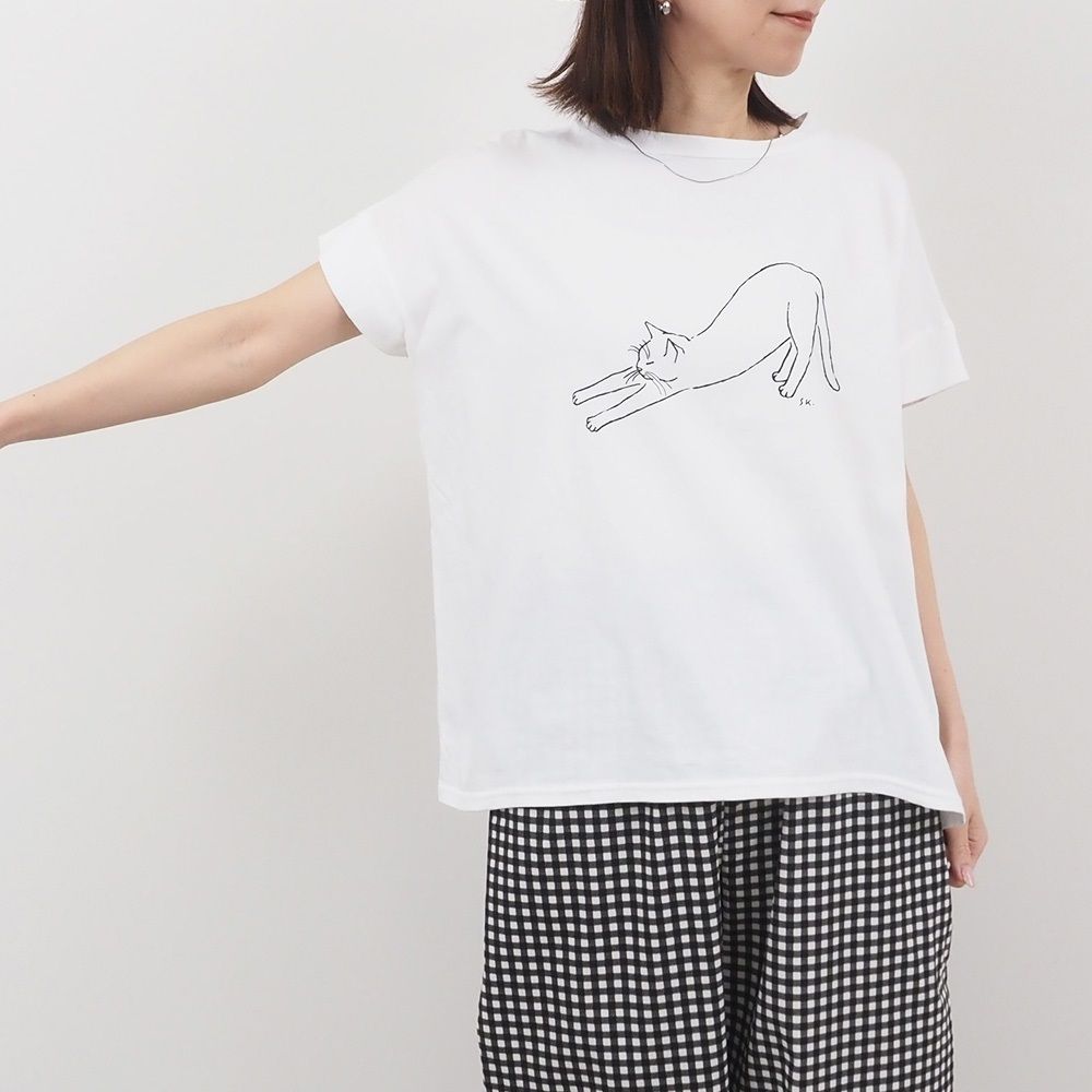 のび猫Tシャツ オフホワイト