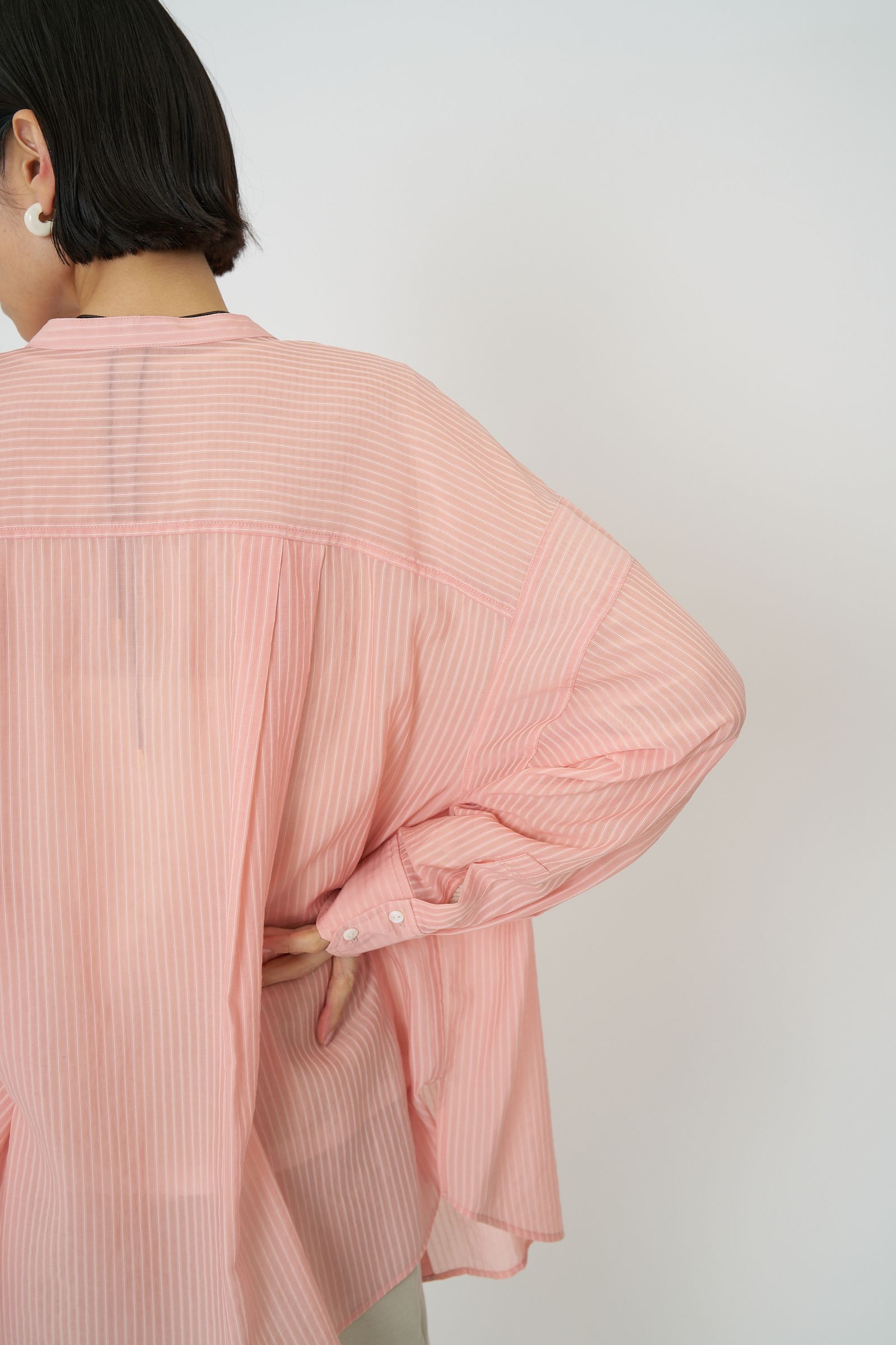 [1861-005KK] シアーストライプオーバーSH ピンク