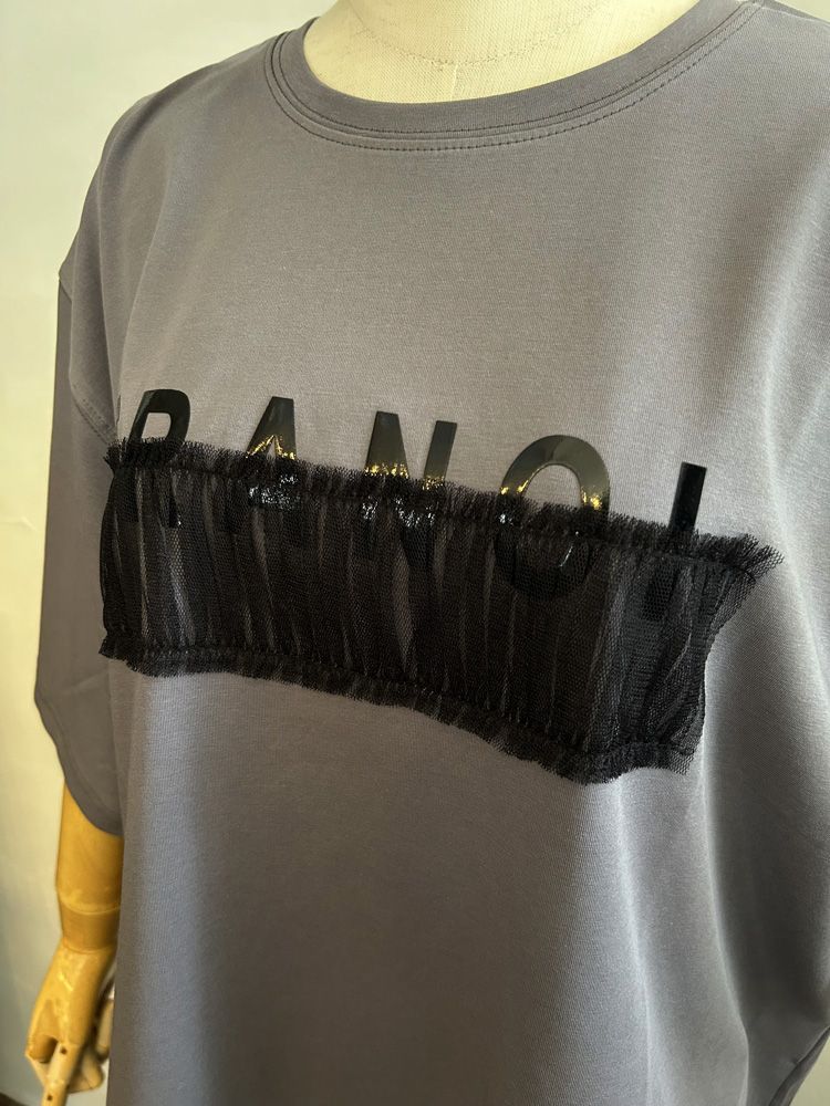 tulle bar TRANOI. wide tee チャコール