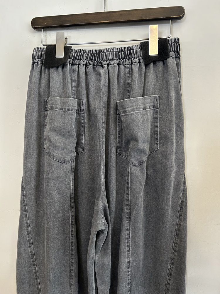 テンセルストレッチデニムワイドパンツ グレー