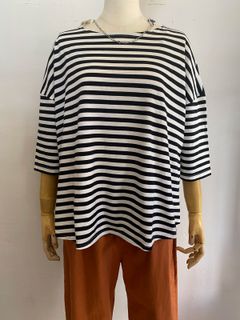 天竺BDミナミラウンドシャツ オフ×ブラック