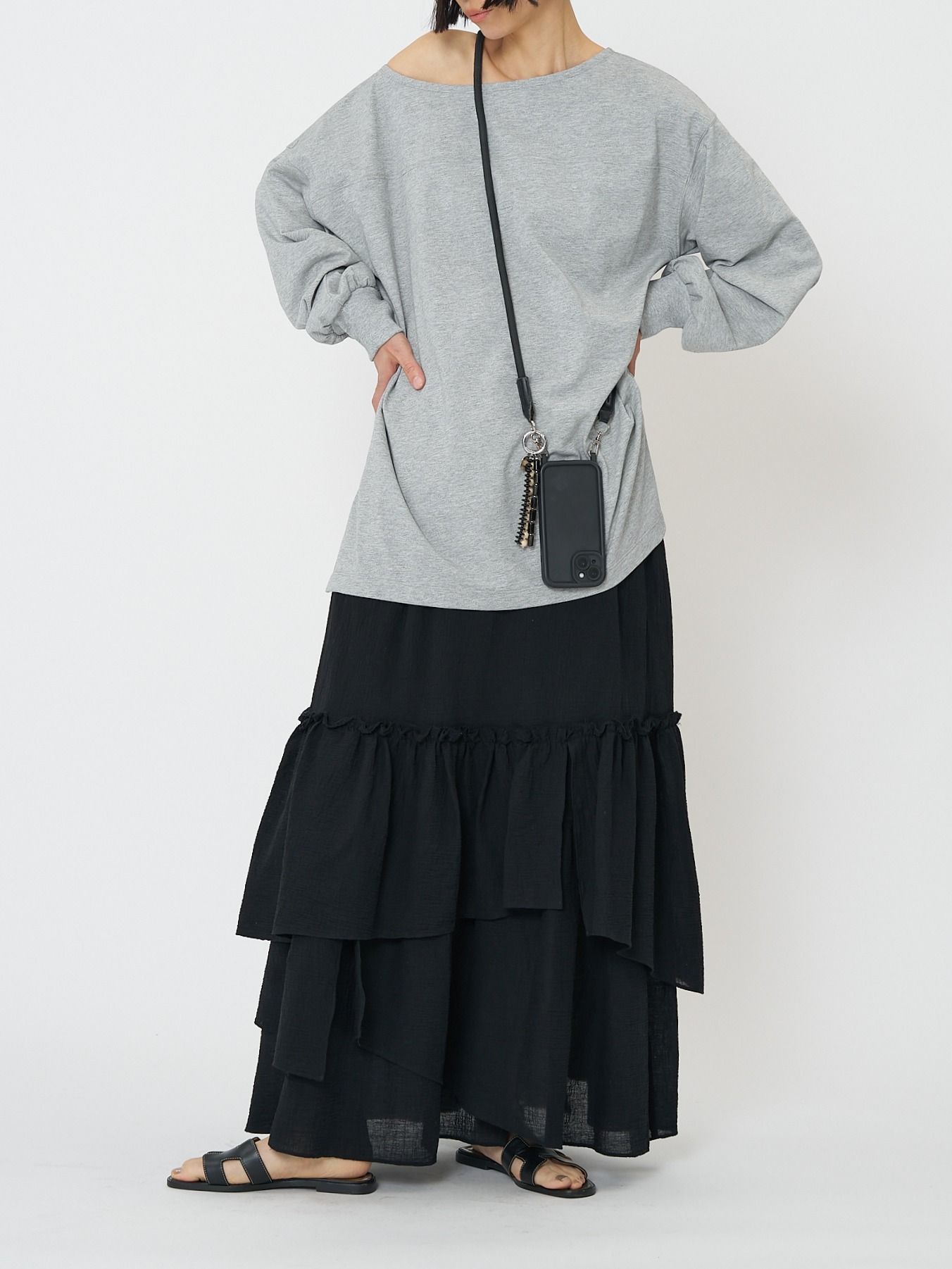 [8261-015KK] 度詰天竺ボートネックロンT グリーン