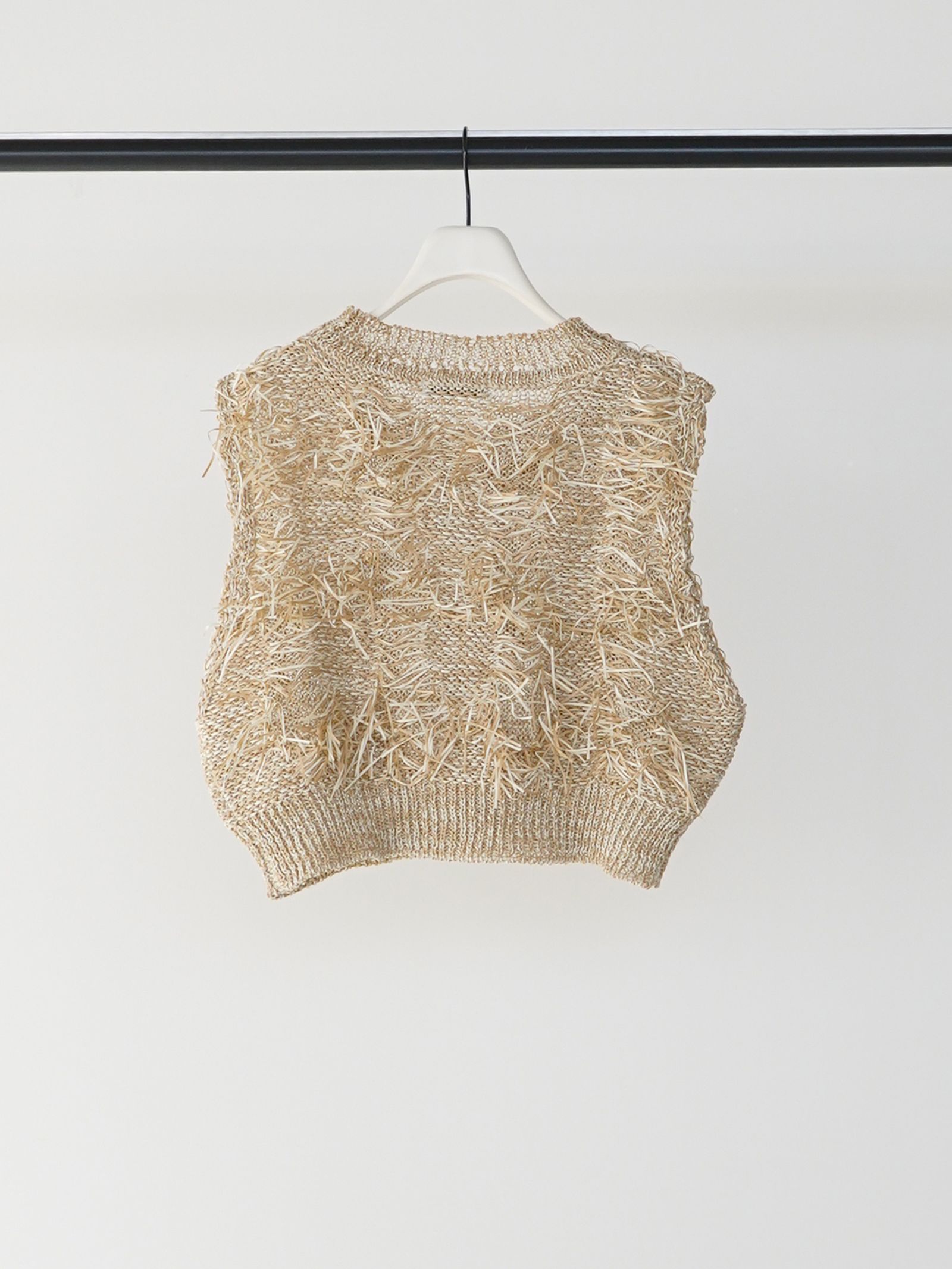 [9261-091GS] カットJQフリンジニットベスト ベージュ