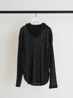 [8861-068GL] シアーフーディニットソー ブラック