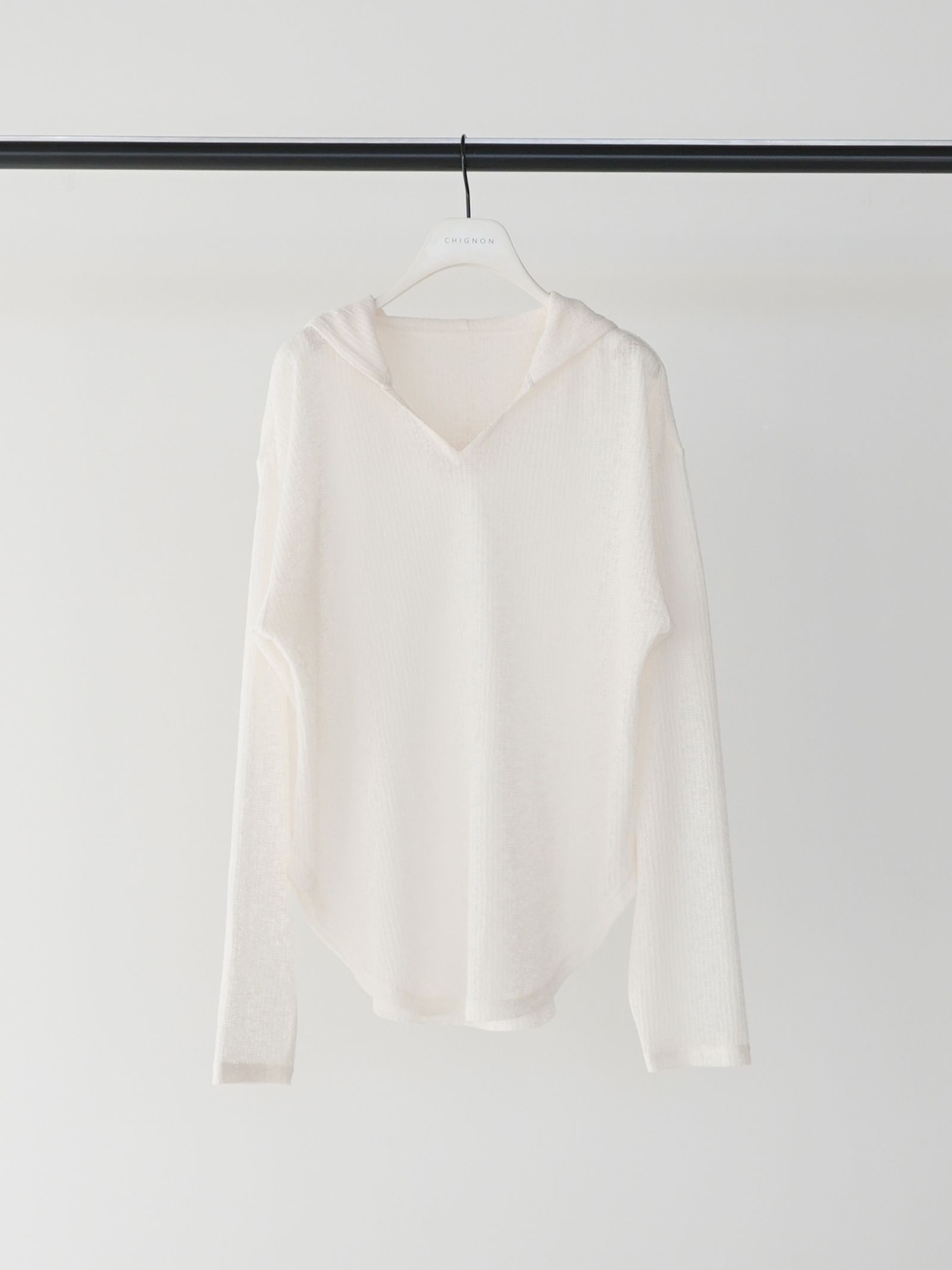 [8861-068GL] シアーフーディニットソー オフホワイト