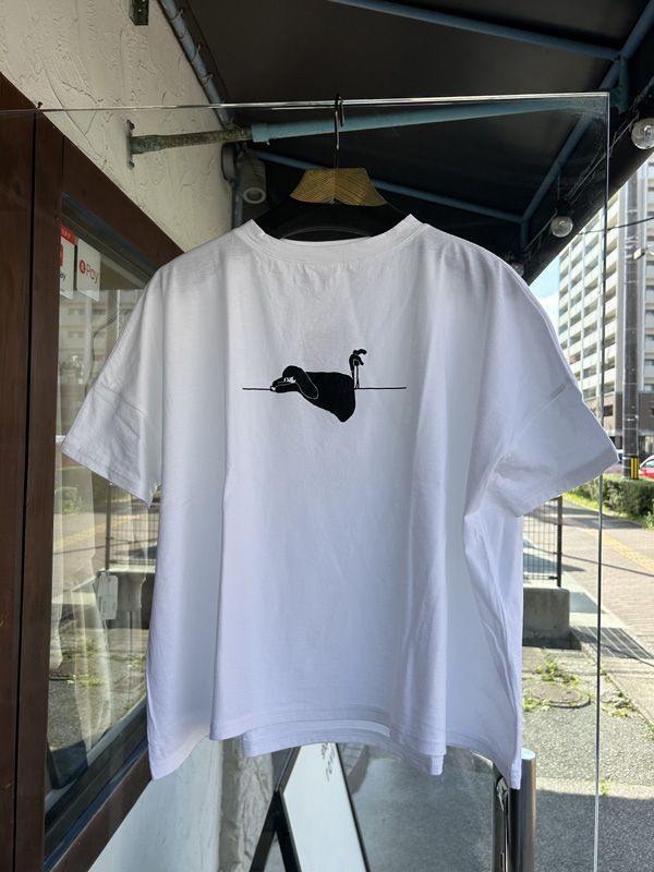 ナチュラルソフト天竺くつろぎちゃんプリントシャツ オフブラック