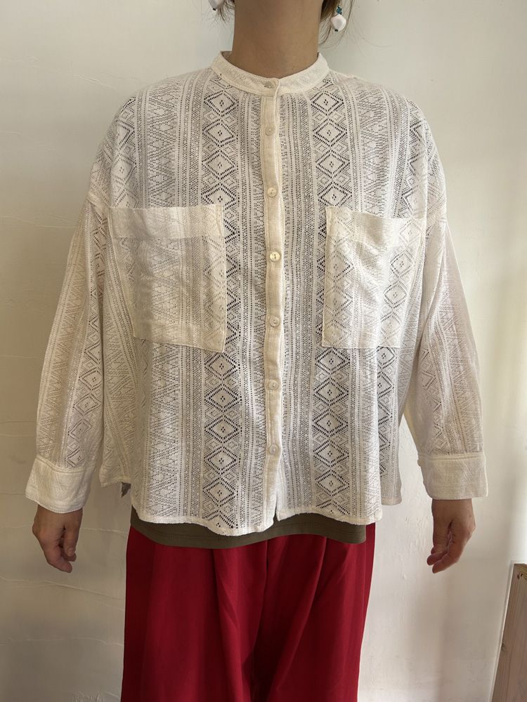 レース長袖シャツ ブラック