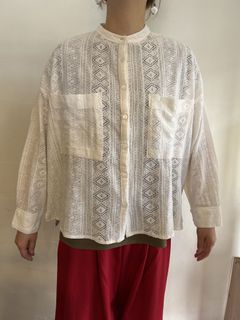 レース長袖シャツ オフホワイト