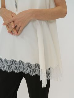 [1561-061NH] ヘムレースサテンタンク オフホワイト