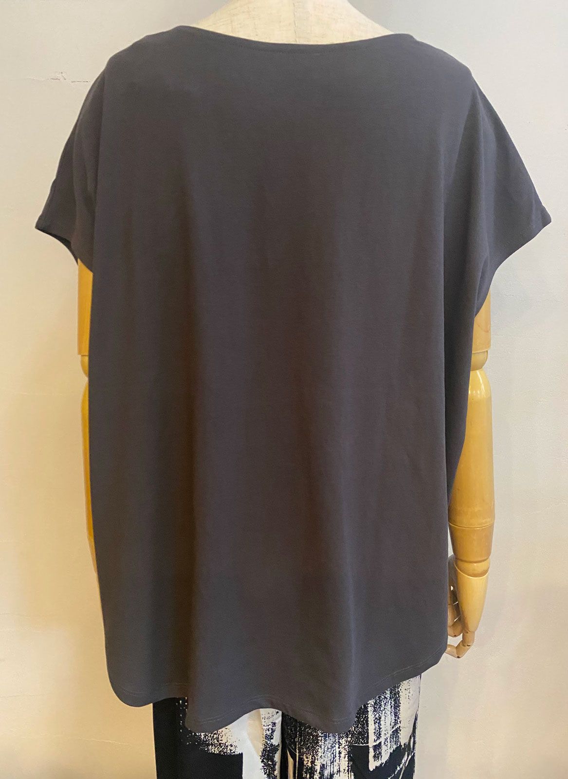 2WAY フレンチオーバーロゴTシャツ チャコール