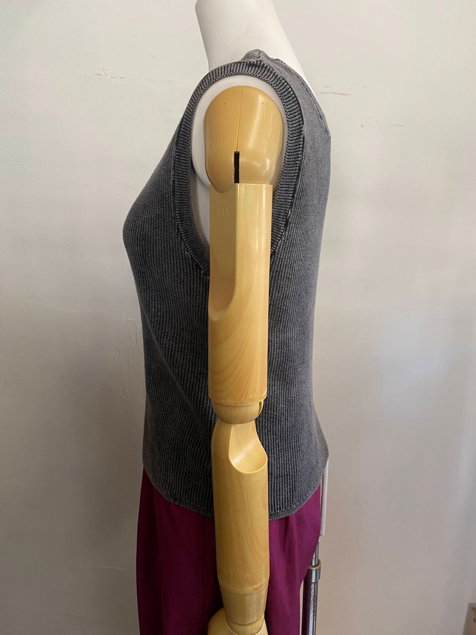 コットンリブ ストーンウォッシュ タンク チャコール