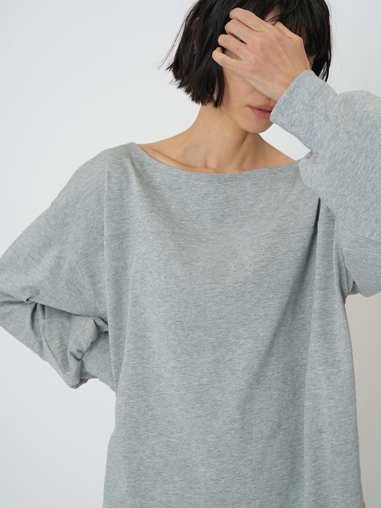 [8261-015KK] 度詰天竺ボートネックロンT グリーン