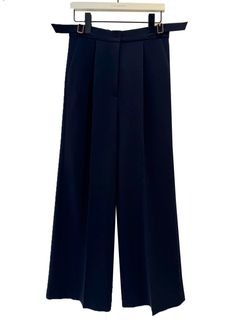 [3856-445MK] ベルト付きワイドパンツ ネイビー