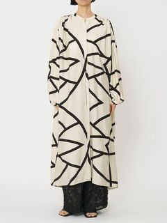 [5961-019KK] ラインプリントシャツOP アイボリー