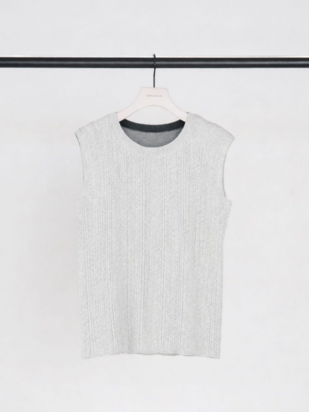 [9263-695GS] ランダムリブニットタンク グレー