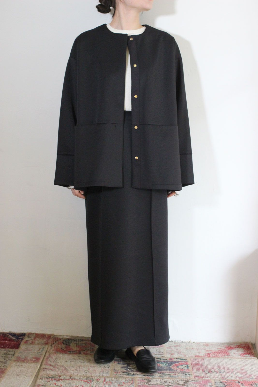 ダンボールニット タイトロングスカート ブラック