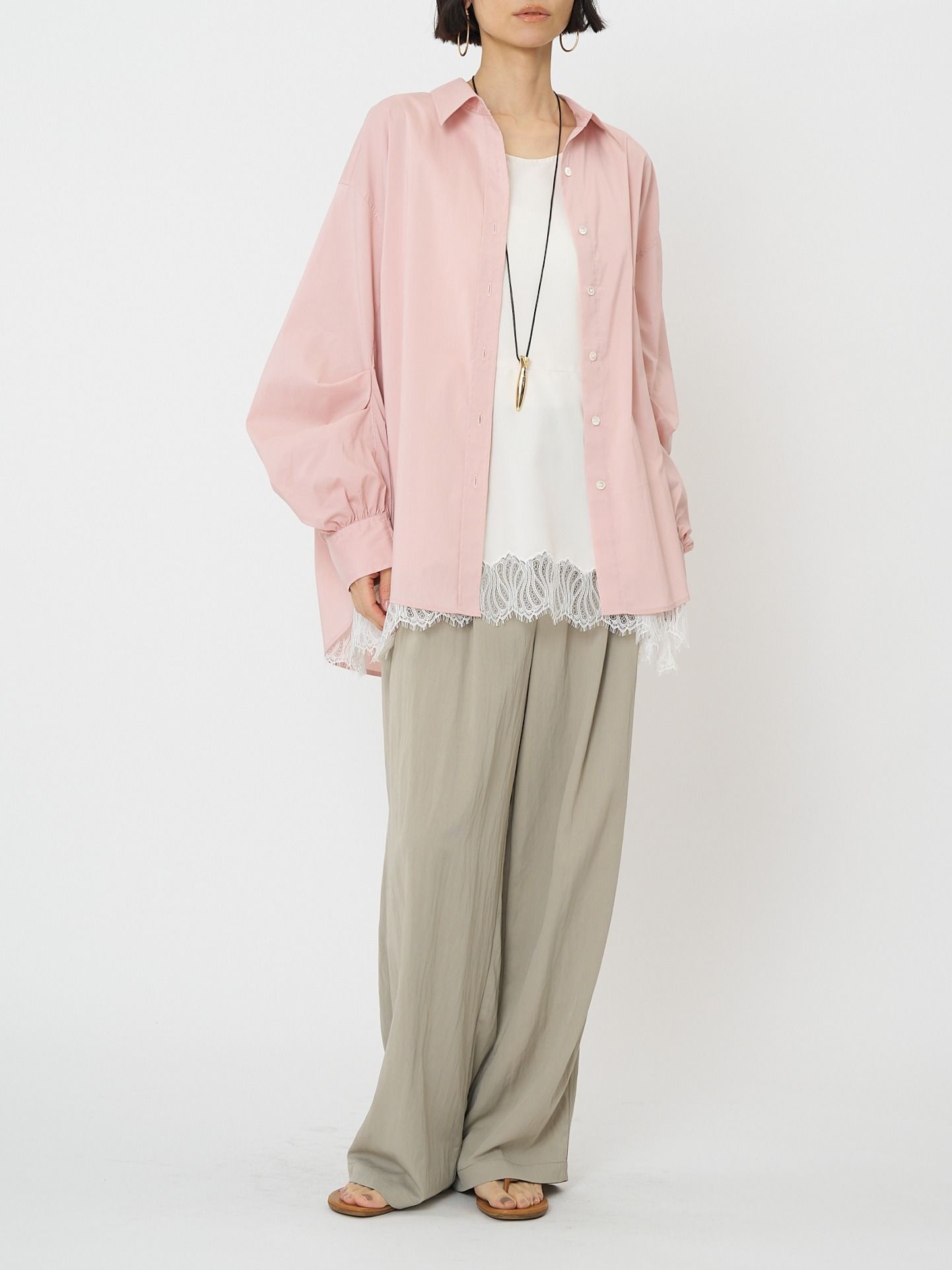 [1261-017KK] タックボリュームスリーブSH ピンク