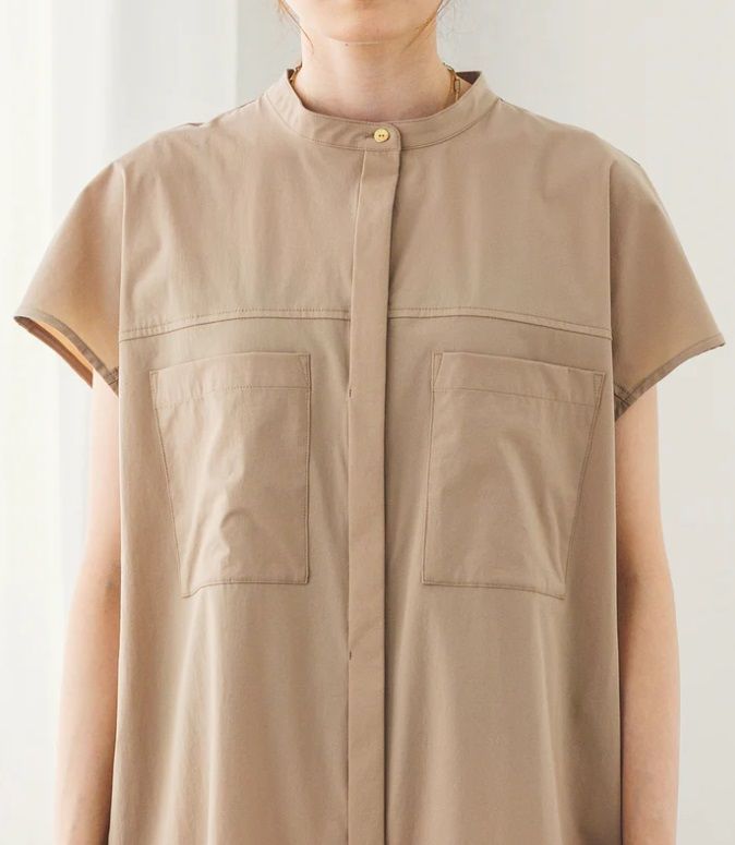 接触冷感シャツワンピース ベージュ