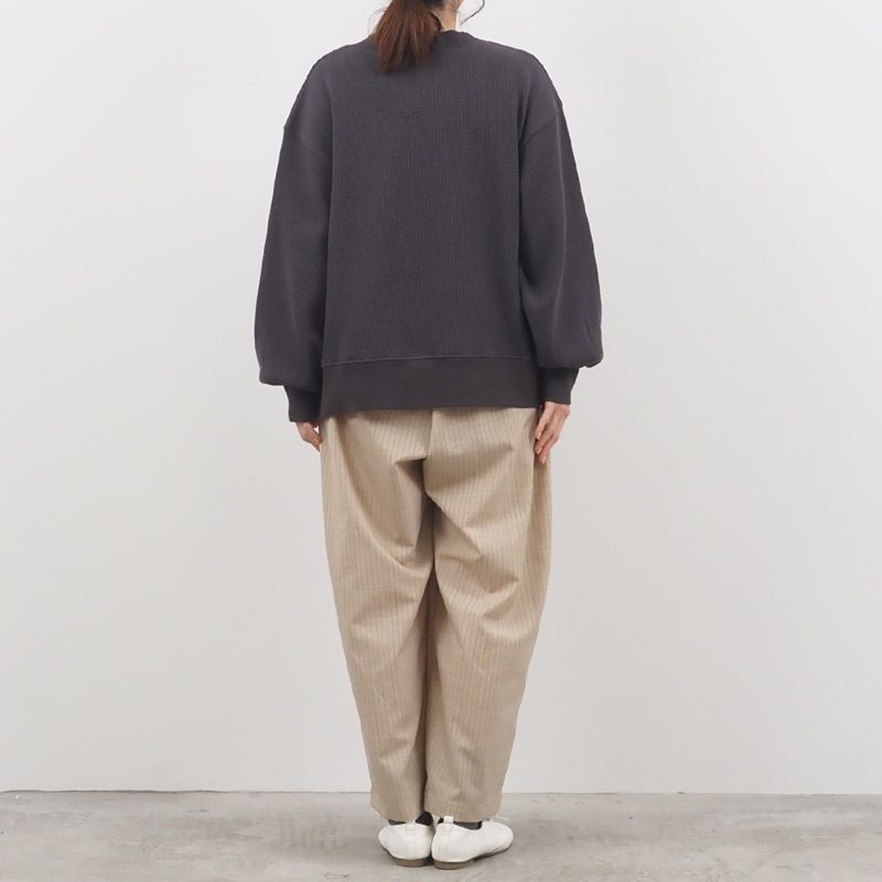 トロストライプ タックワイドパンツ ベージュ