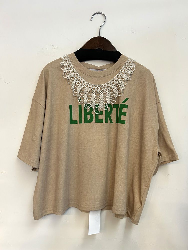 pearl necklace LOGO T ベージュ