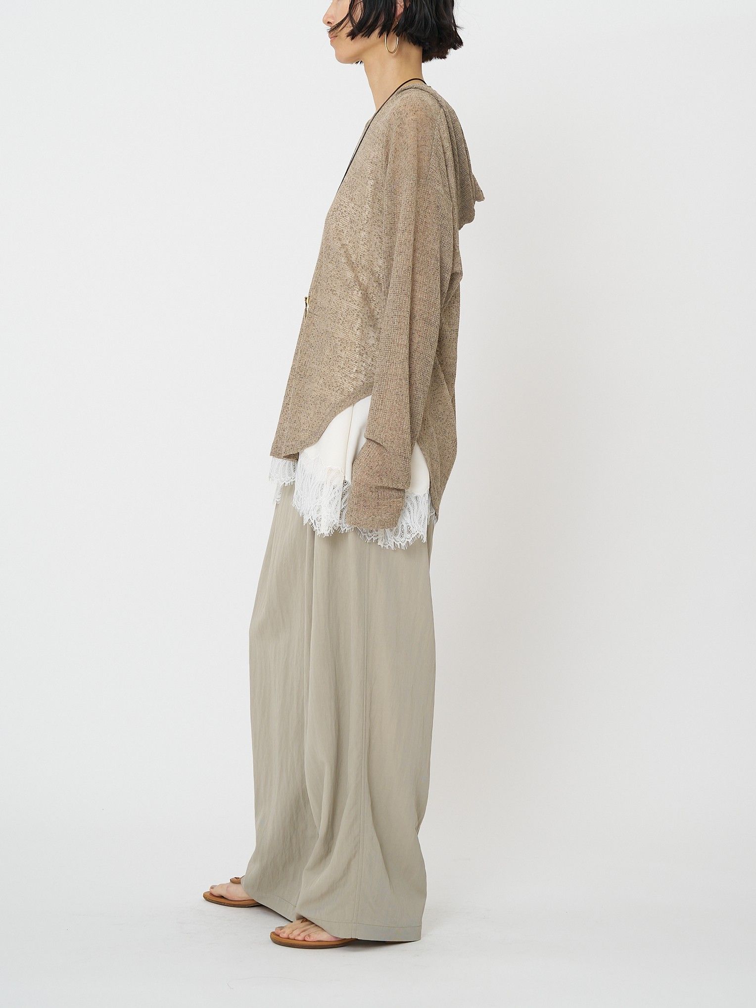 [8861-068GL] シアーフーディニットソー ベージュ