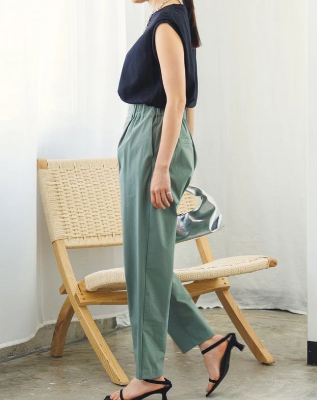 【新色追加】接触冷感テーパードパンツ セージグリーン