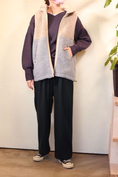 前身ボアキルティングフードベスト ベージュ