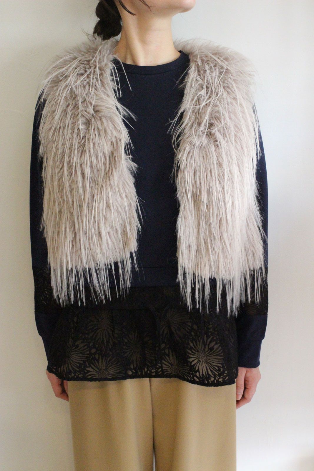 ロングファーニットベスト ライトグレー