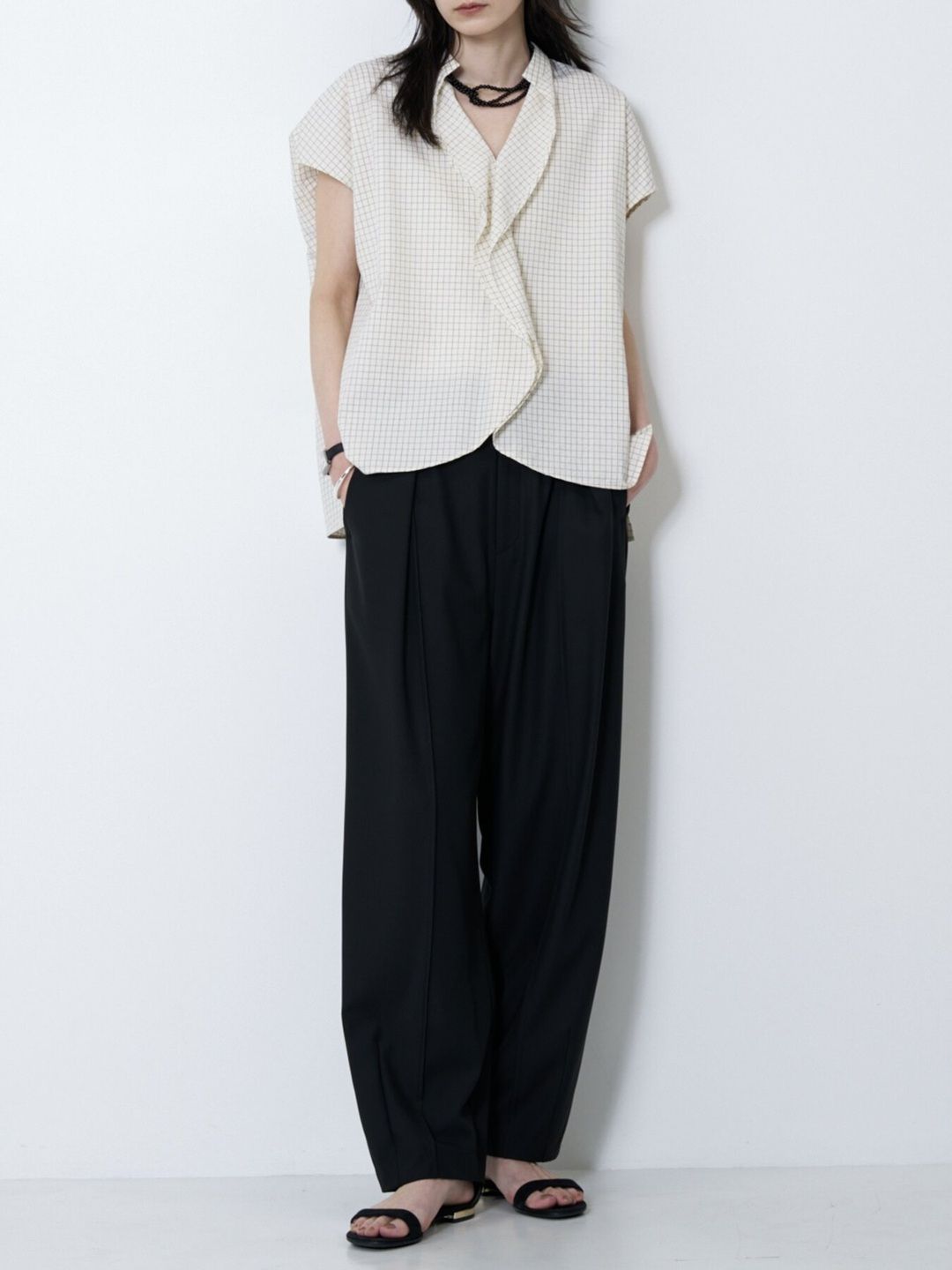 [3263-625MK] ドレープコクーンPT ブラック