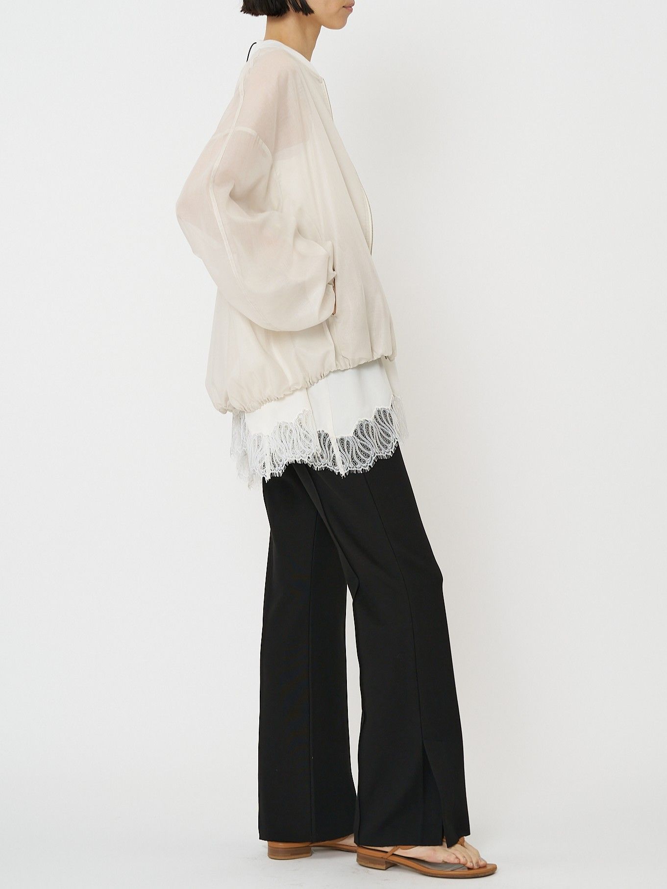 [1561-061NH] ヘムレースサテンタンク オフホワイト