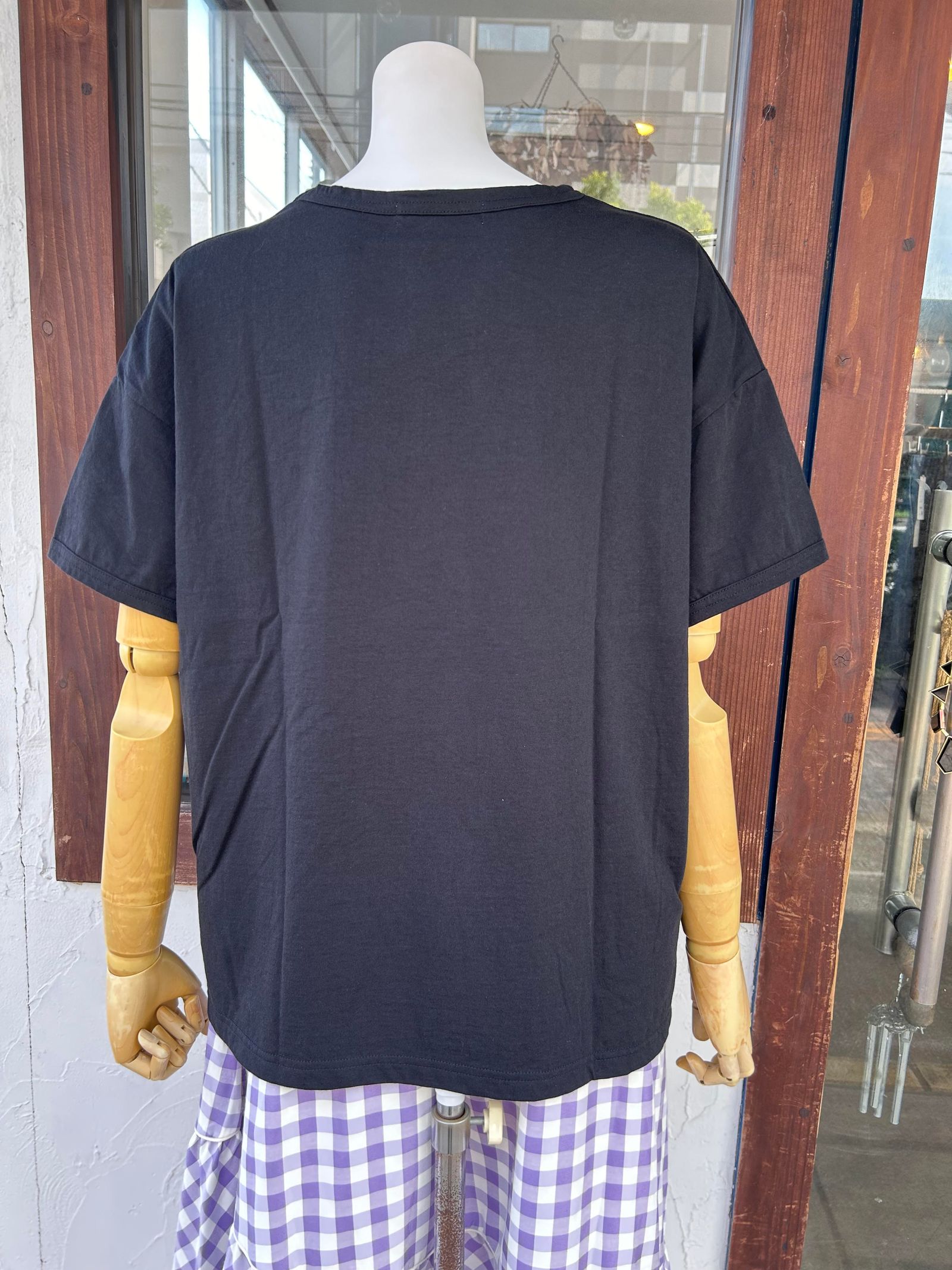 モイストソフト天竺タイプライタープリントTシャツ ミルクxオレンジ