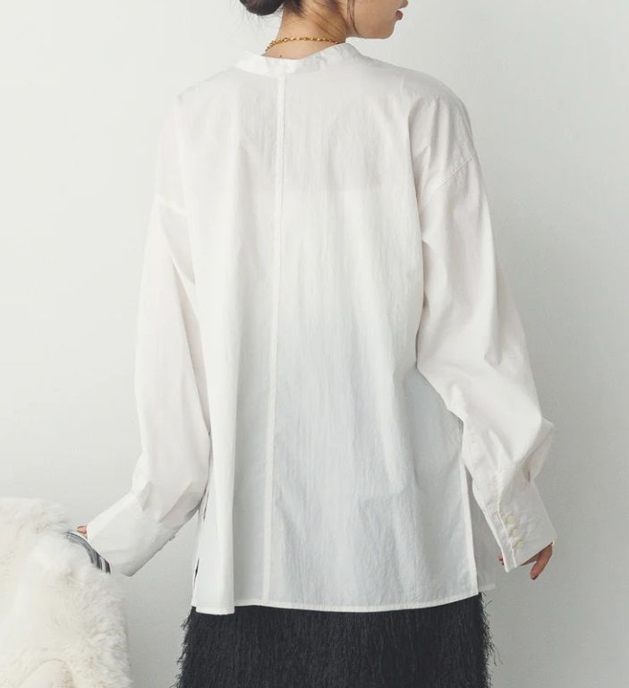 前後2WAYコットンライクシャーリングシャツ オフホワイト