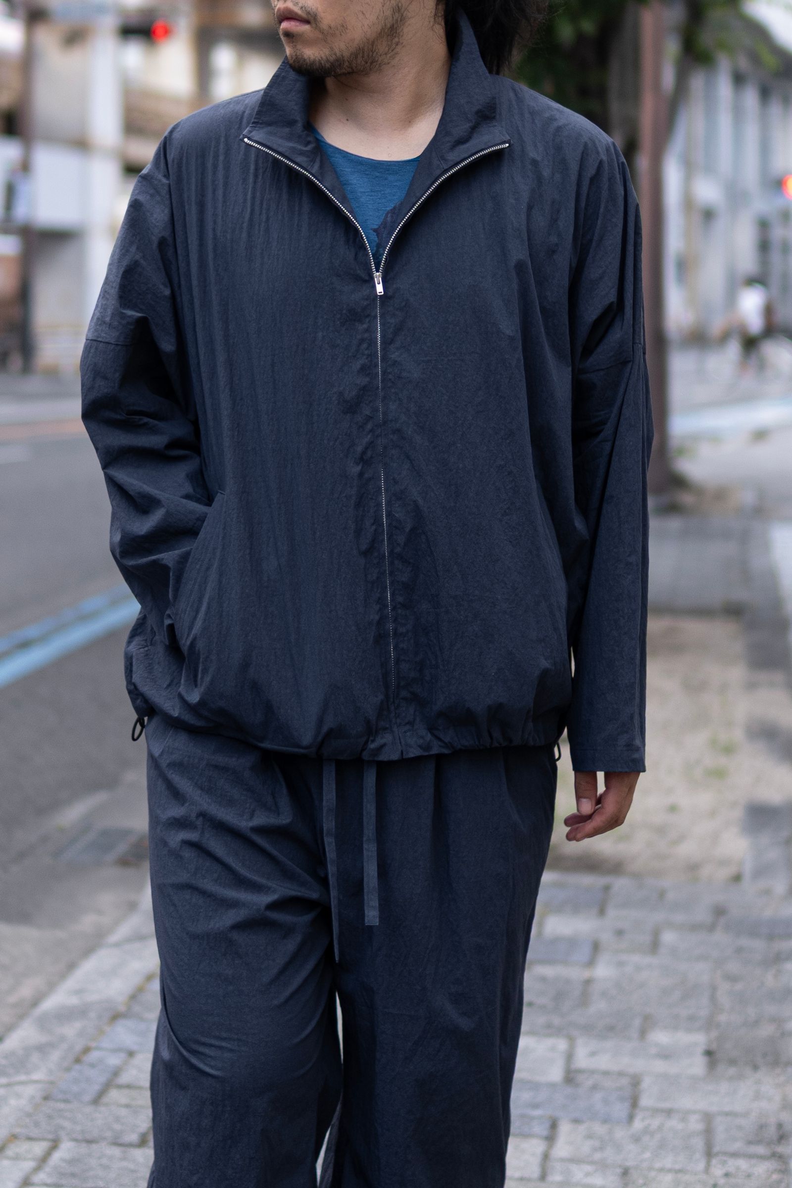 COTTON NYLON TRACK JACKET / DALL NAVY