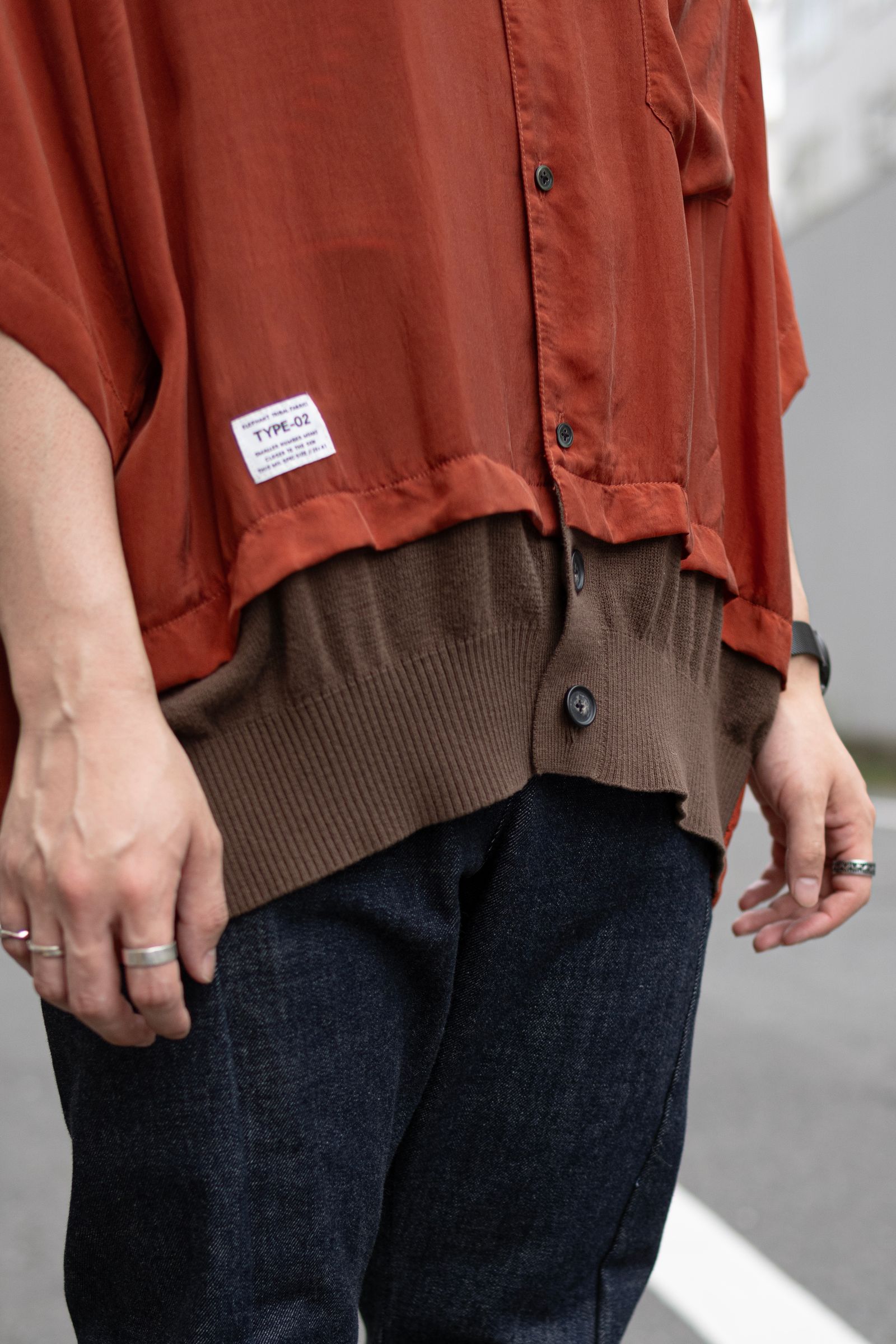 Knit Docking OC Shirt / SUNSET ORANGE