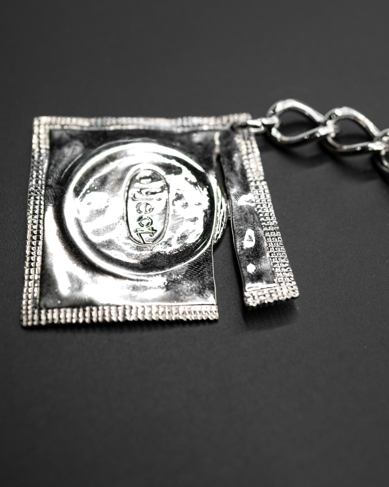 Ripped Raincoat Keyring / Silver