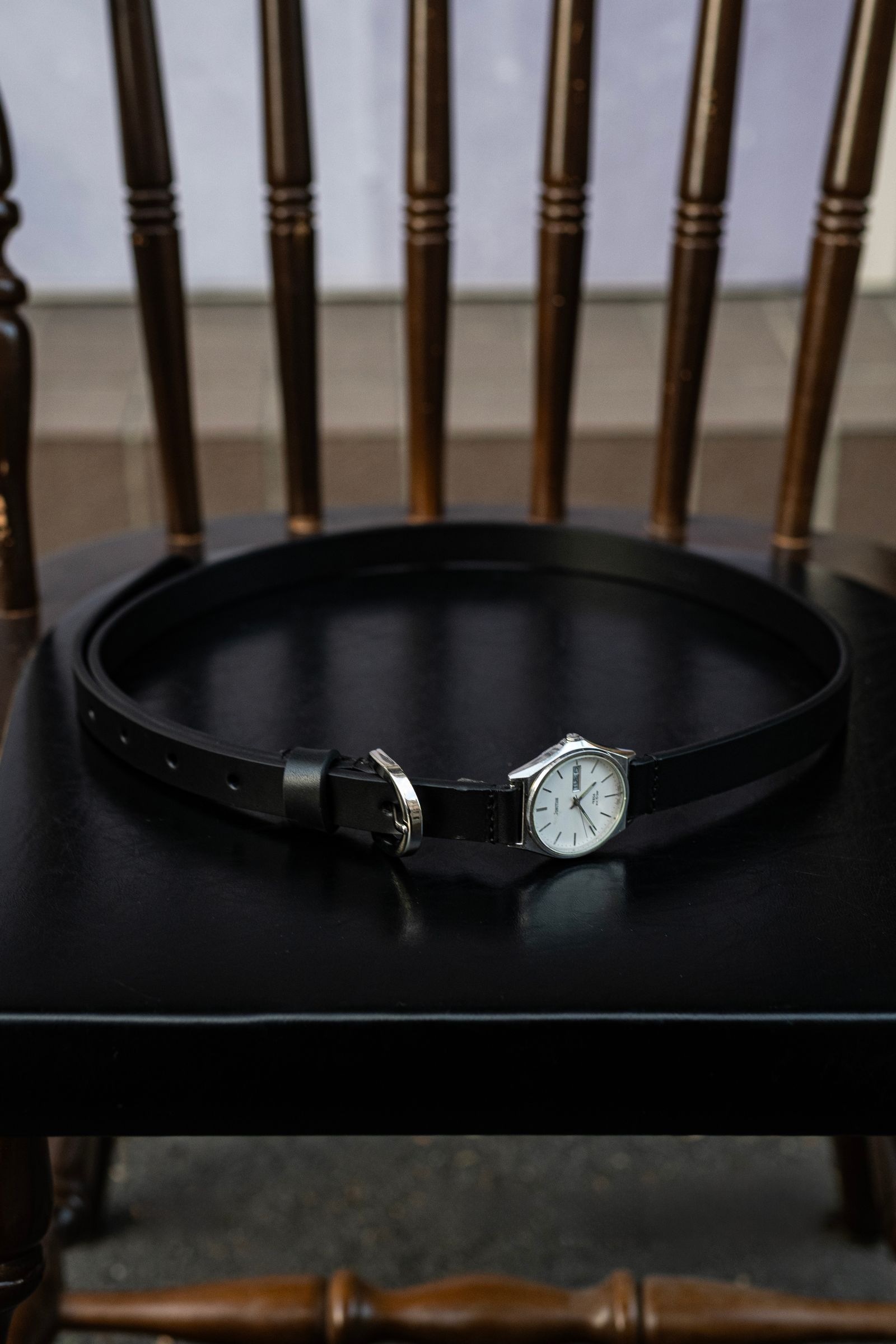 Vintage Watch Belt - Narrow / Black