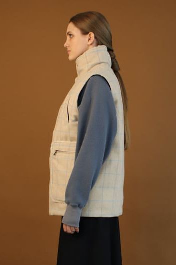 TWEED DOWN VEST / HERRINGBONE OVERPANE