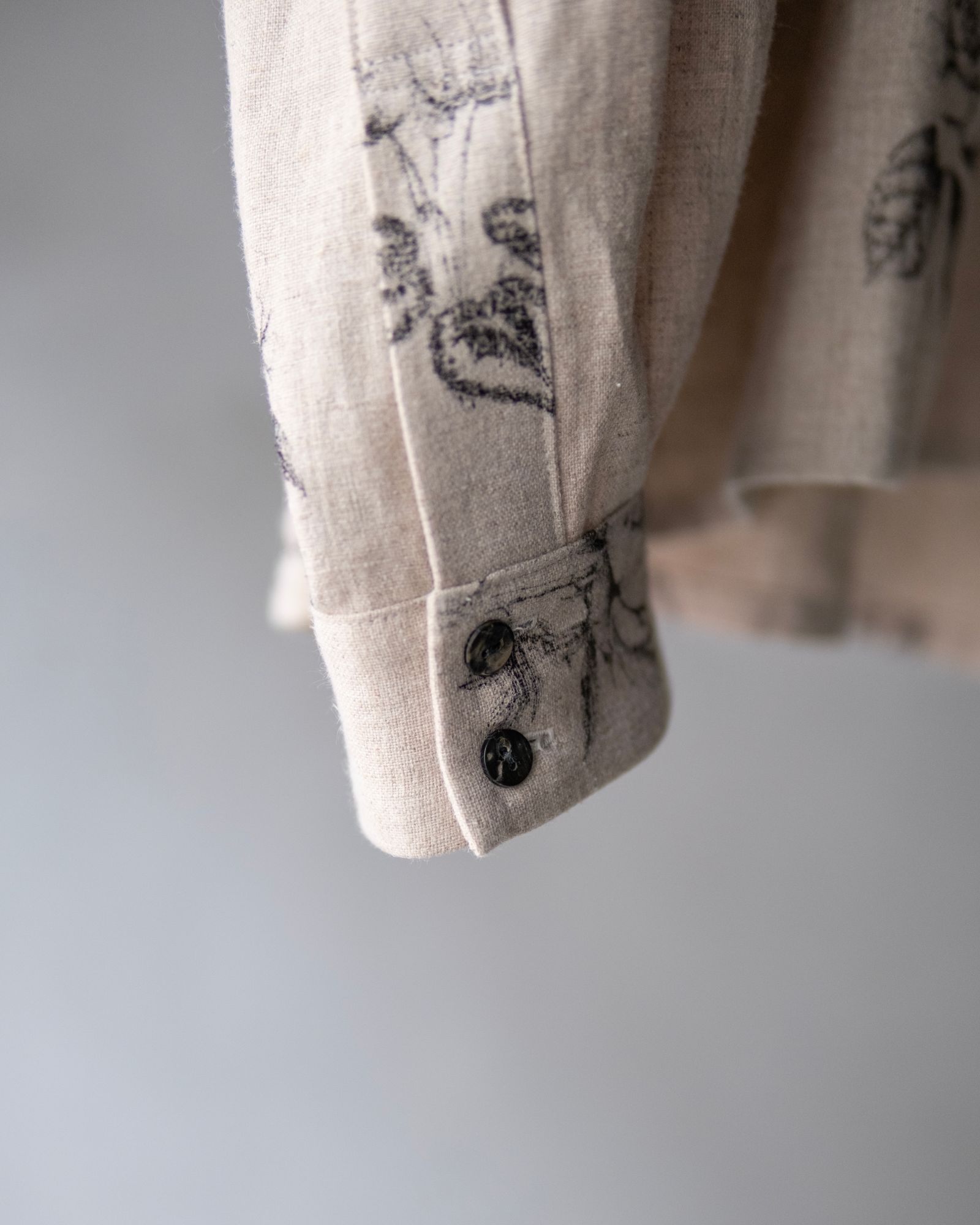 Botanical Print Oversized Shirt / Ecru × Botanical Print