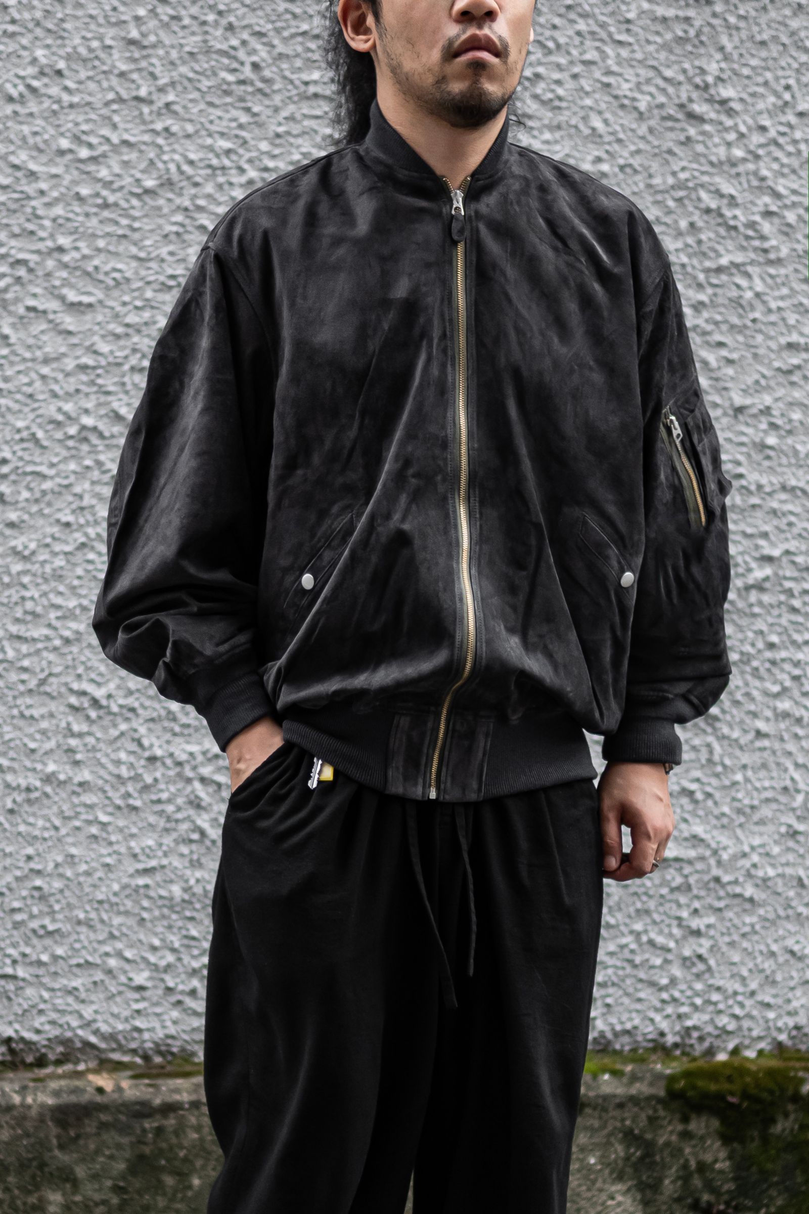 SUEDE BOMBER JACKET / Black