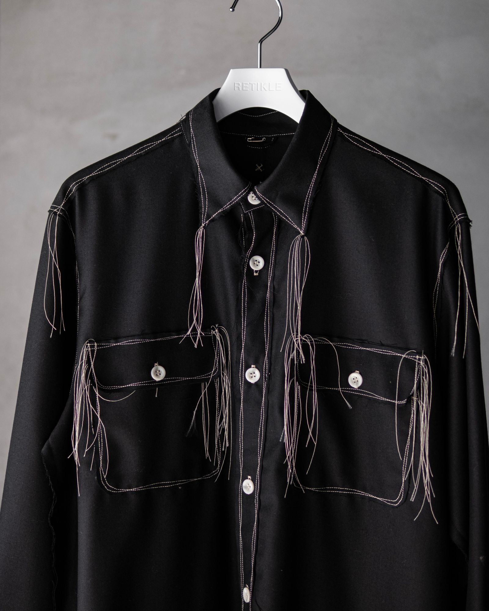 “Washable Super120’s” 60s COLLAR CRAFTSMAN SHIRT / Black