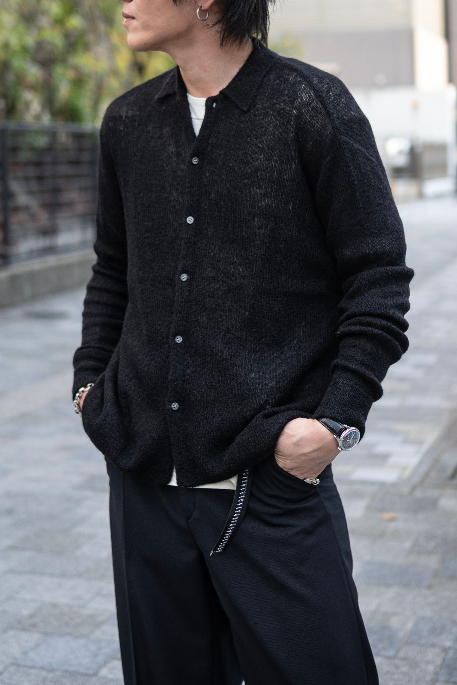 NOTHING SPECIAL KNITTED SHIRT / DAWN BLACK